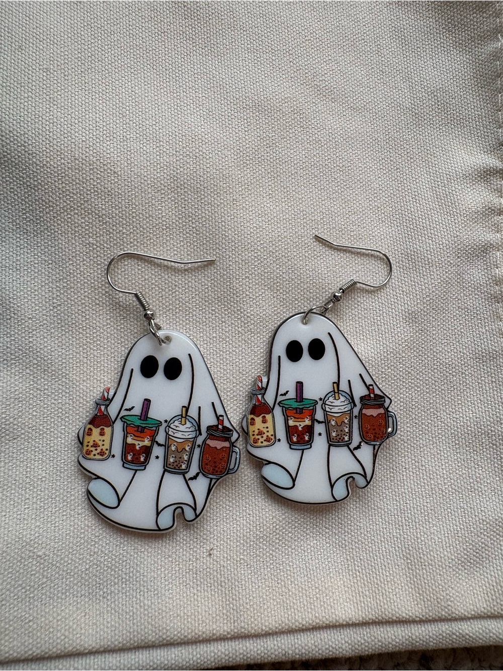 Ghost Coffee Dangly Earrings